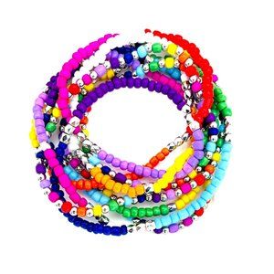 Boho bracelet/necklace stack: rainbow